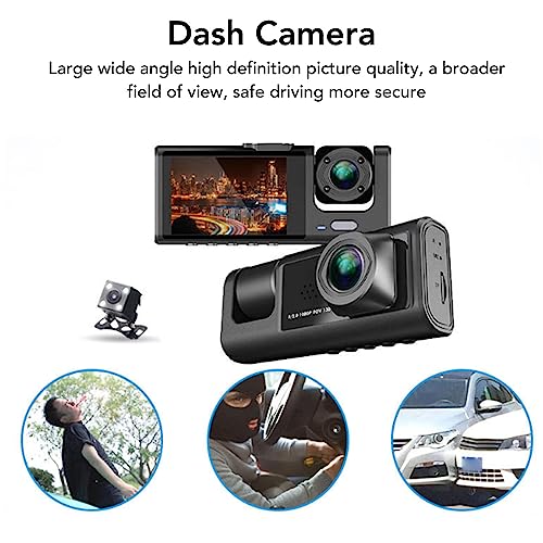 Yoidesu Dash Cam Front and Rear Inside, 1080P FHD Three Channels Dash Camera for Cars, WDR, G Sensor, Loop Recording, Parking Monitor, 24 Hours Recording - Image 3