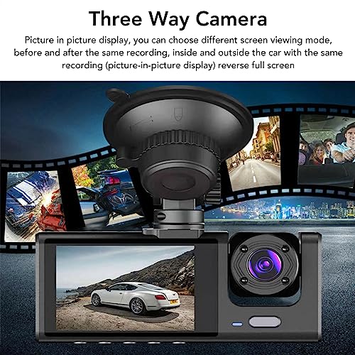 Yoidesu Dash Cam Front and Rear Inside, 1080P FHD Three Channels Dash Camera for Cars, WDR, G Sensor, Loop Recording, Parking Monitor, 24 Hours Recording - Image 2