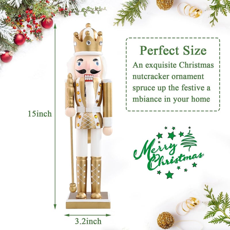 Vipush Christmas Wooden Nutcracker Soldier - 14 Inch Prince Style Figure Ornament Desktop Xmas Puppet Decor Doll Pendant for Party Store Home - Image 1