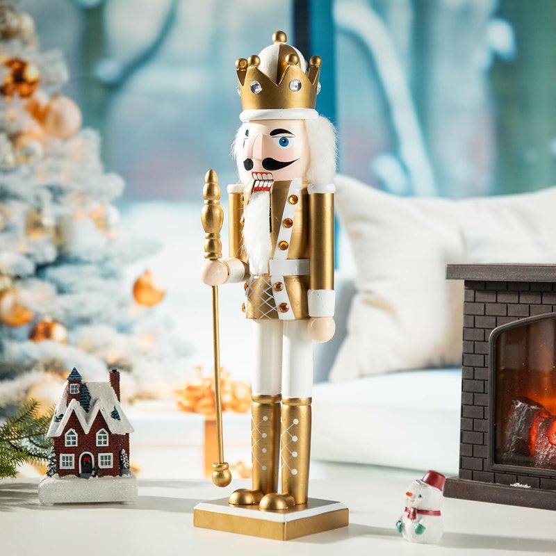 Vipush Christmas Wooden Nutcracker Soldier - 14 Inch Prince Style Figure Ornament Desktop Xmas Puppet Decor Doll Pendant for Party Store Home - Image 5