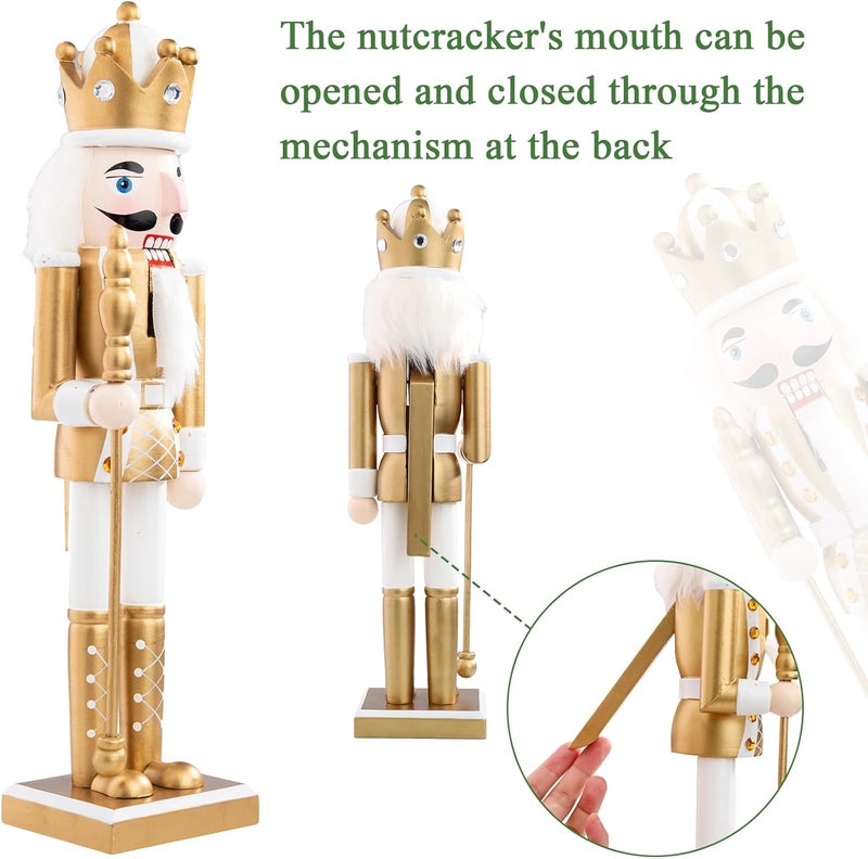 Vipush Christmas Wooden Nutcracker Soldier - 14 Inch Prince Style Figure Ornament Desktop Xmas Puppet Decor Doll Pendant for Party Store Home - Image 4