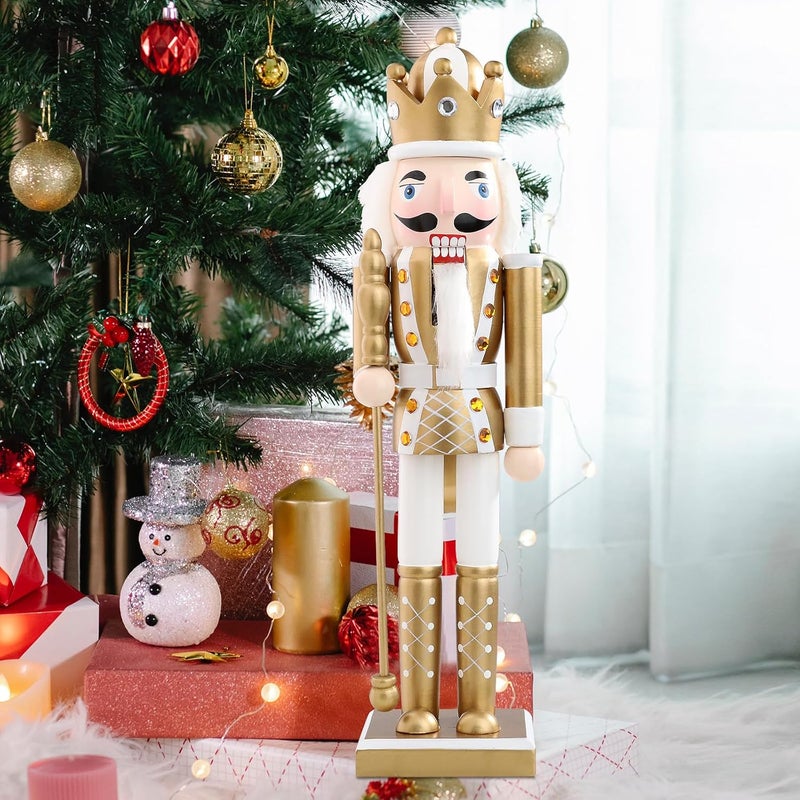 Vipush Christmas Wooden Nutcracker Soldier - 14 Inch Prince Style Figure Ornament Desktop Xmas Puppet Decor Doll Pendant for Party Store Home - Image 2