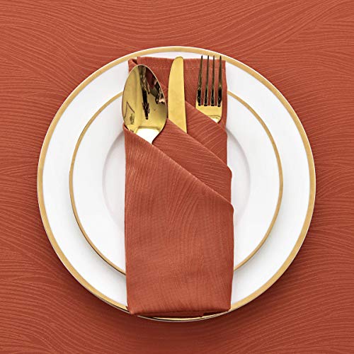 maxmill Jacquard Cloth Napkins 20 x 20 Inch Swirl Pattern Soft Comfortable and Luxury Serviette for Restaurant Family Dinners Weddings Parties and Banquets Set of 4 Pieces Rust - Image 5
