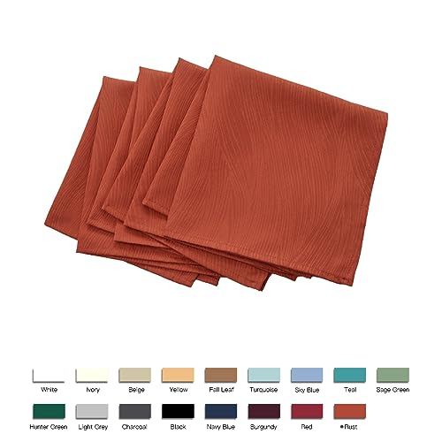 maxmill Jacquard Cloth Napkins 20 x 20 Inch Swirl Pattern Soft Comfortable and Luxury Serviette for Restaurant Family Dinners Weddings Parties and Banquets Set of 4 Pieces Rust - Image 3