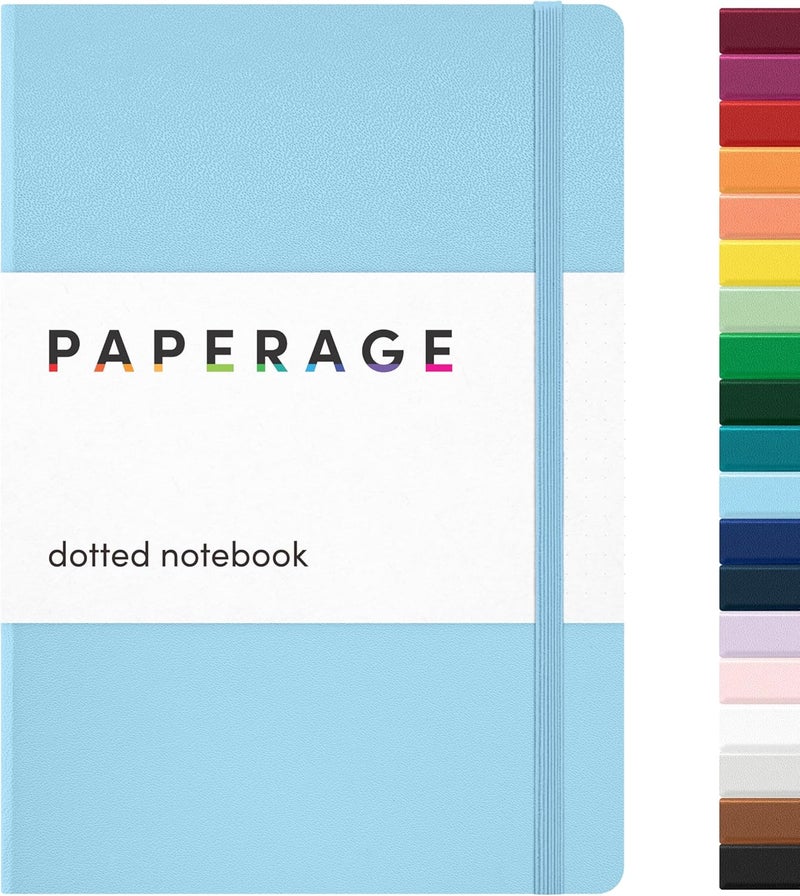 ببرج دفتر PAPERAGE المنقط، (أزرق فاتح)، 160 صفحة، متوسط 5.6 بوصة × 8 بوصة - ورق سميك 100 جرام – دفتر يوميات مقوى للعمل، المدرسة والتخطيط النقطي - Image 1