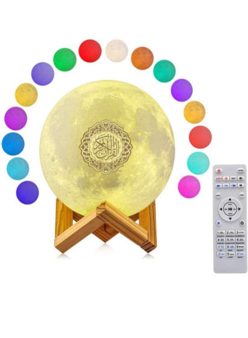 2021 New Portable Bluetooth Speaker, Quran with 16 Colors 3D Print Moon Lamp Night Light - Image 1