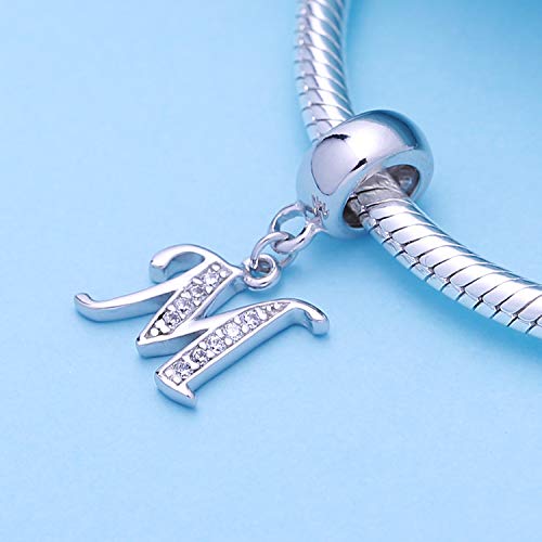 SOUKISS Letter M Charm Sterling Silver 925 Initial A-z Alphabet Beads Name Charm Fits Pandora Bracelet Charms - Image 2