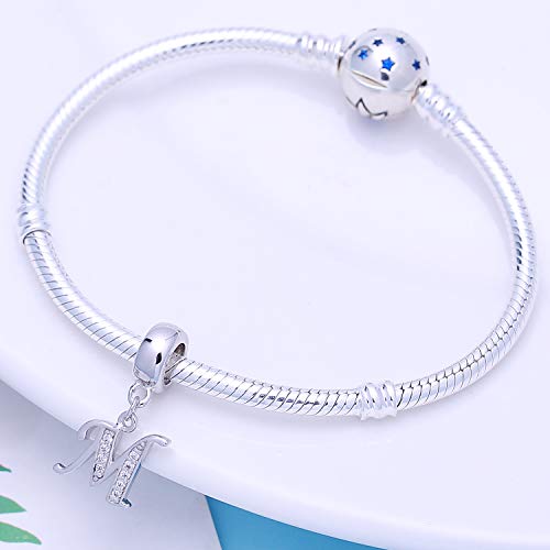 SOUKISS Letter M Charm Sterling Silver 925 Initial A-z Alphabet Beads Name Charm Fits Pandora Bracelet Charms - Image 4