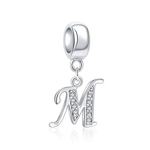 SOUKISS Letter M Charm Sterling Silver 925 Initial A-z Alphabet Beads Name Charm Fits Pandora Bracelet Charms - Image 1