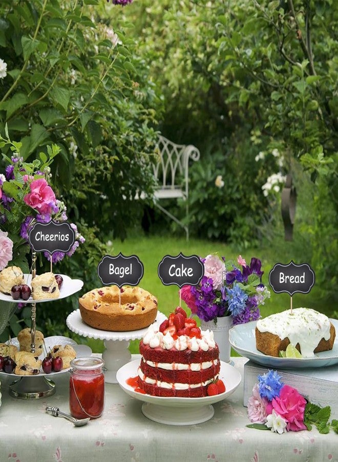 ALINK 50 Pcs Cheese Markers, Food Labels for Charcuterie Board, Blank Toothpick Flags for Appetizer Signs, Cupcake Toppers Sandwich Picks for Christmas, Wedding, Party Decorations - Black - Image 3