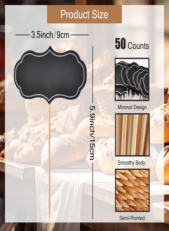 ALINK 50 Pcs Cheese Markers, Food Labels for Charcuterie Board, Blank Toothpick Flags for Appetizer Signs, Cupcake Toppers Sandwich Picks for Christmas, Wedding, Party Decorations - Black - Image 2