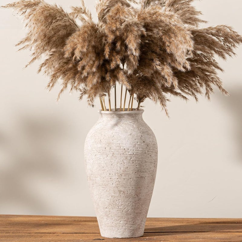 Vanselia Ceramic Flower Vase Home Decor - Large Tall Farmhouse Table Vases Rustic Vintage Living Room Kitchen Bedroom Decorations for House Book Shelf Office Coffee Desk Dining Fireplace (11" Retro) - Image 1