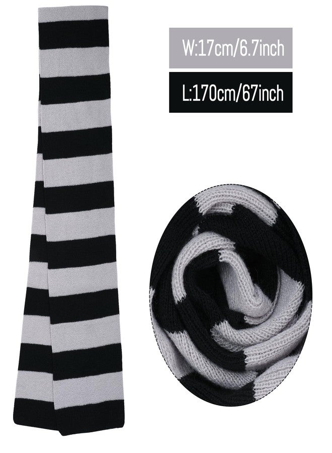 Dxhycc Black and Gray Striped Scarf - Soft Knit Winter Men's Scarf - Cosplay Costume Accessory for Halloween Christmas Party - Image 2