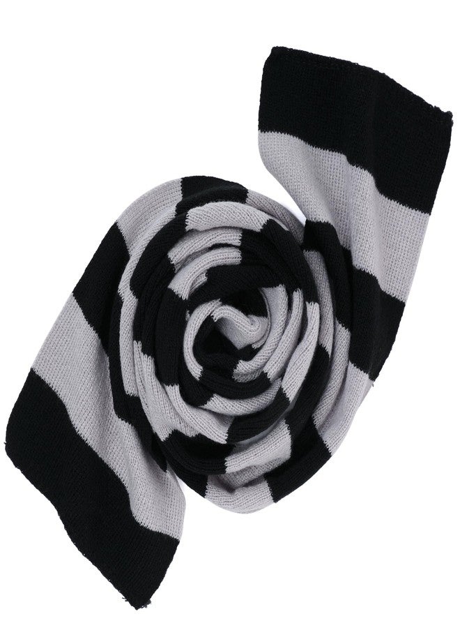 Dxhycc Black and Gray Striped Scarf - Soft Knit Winter Men's Scarf - Cosplay Costume Accessory for Halloween Christmas Party - Image 3