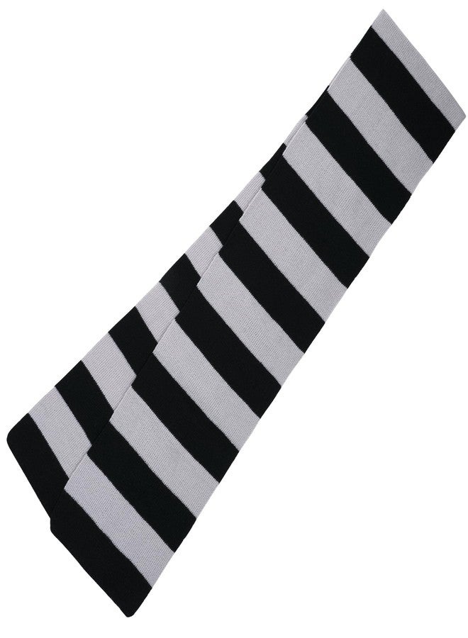 Dxhycc Black and Gray Striped Scarf - Soft Knit Winter Men's Scarf - Cosplay Costume Accessory for Halloween Christmas Party - Image 4