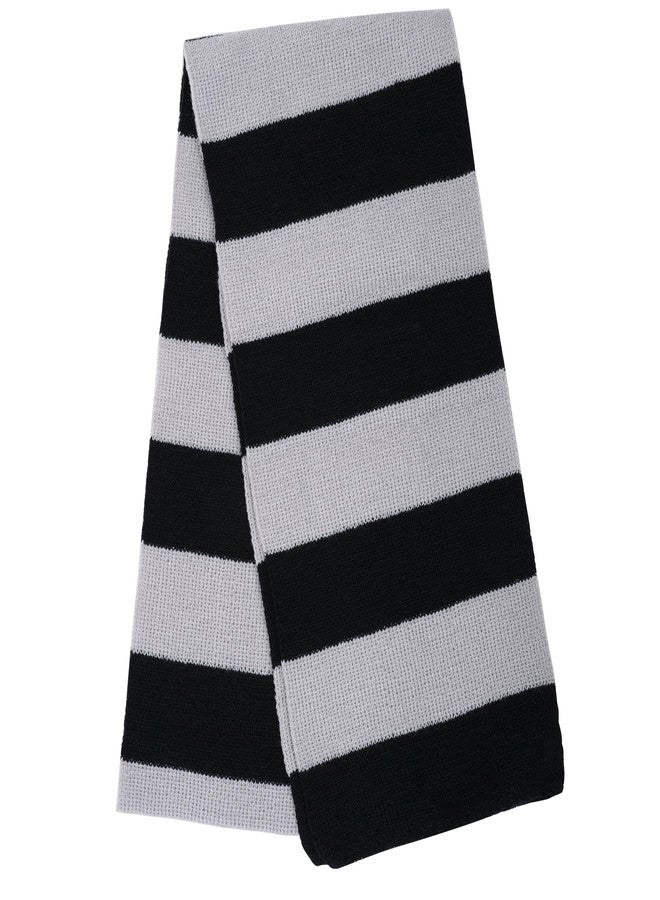 Dxhycc Black and Gray Striped Scarf - Soft Knit Winter Men's Scarf - Cosplay Costume Accessory for Halloween Christmas Party - Image 1