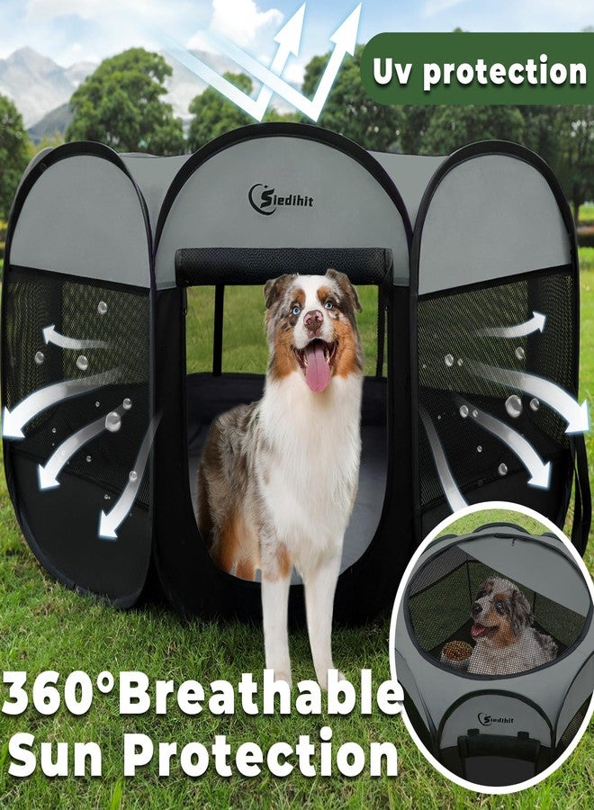 Siedihit Dark Grey Puppy Playpen for Middle Dog Cat, Dogs Tent Crates Cage Indoor/Outdoor, Portable Pop Up Dog Kennel with Carrying Bag for Rabbits, Removable Top (Dark Grey, Large (45" x 45" x 23")) - Image 5