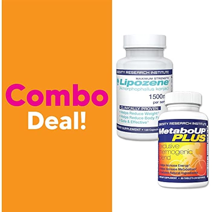 Lipozene Fiber Supplement, 120 Capsules + MetaboUP Plus 60 Capsules | Weight-Management Fiber + Energy Support Bundle - Image 2