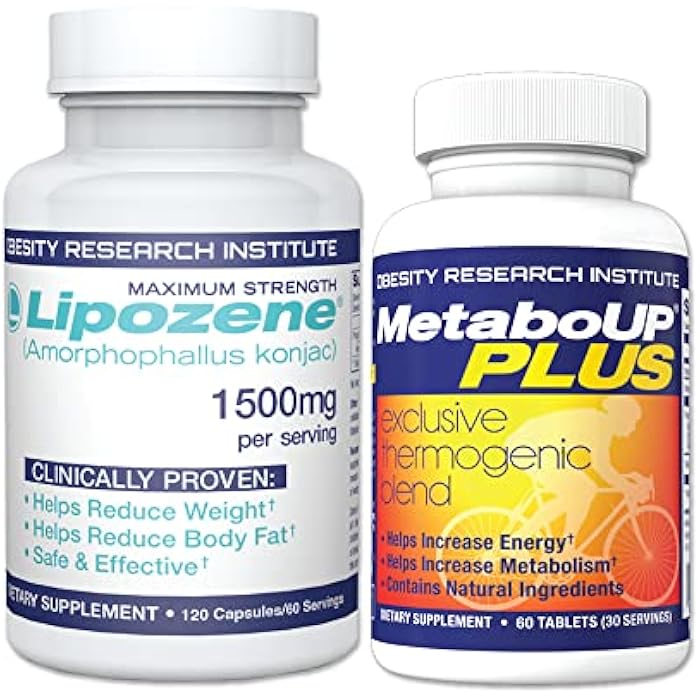 Lipozene Fiber Supplement, 120 Capsules + MetaboUP Plus 60 Capsules | Weight-Management Fiber + Energy Support Bundle - Image 1