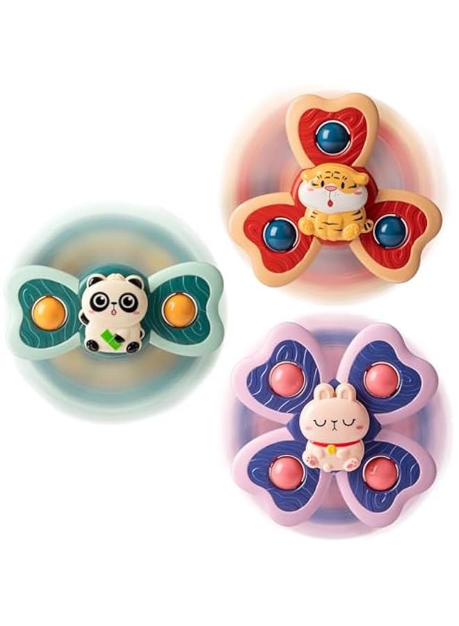 3PCS Animal Suction Cup Spinner Toys for 1 2 Year Old Boys Spinning Toys Baby Toys 12-18 Months Sensory Toys for Toddlers 1-3 First Birthday Baby Gifts for 1 Year Old Girls - Image 1