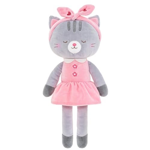 Lazada Stuffed Cat Dolls Animal Kitty Plush Toy Baby Girl Gifts Gray with Hair Band 16" - Image 1