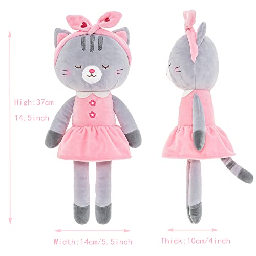 Lazada Stuffed Cat Dolls Animal Kitty Plush Toy Baby Girl Gifts Gray with Hair Band 16" - Image 2