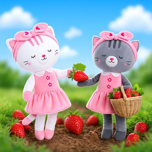 Lazada Stuffed Cat Dolls Animal Kitty Plush Toy Baby Girl Gifts Gray with Hair Band 16" - Image 5