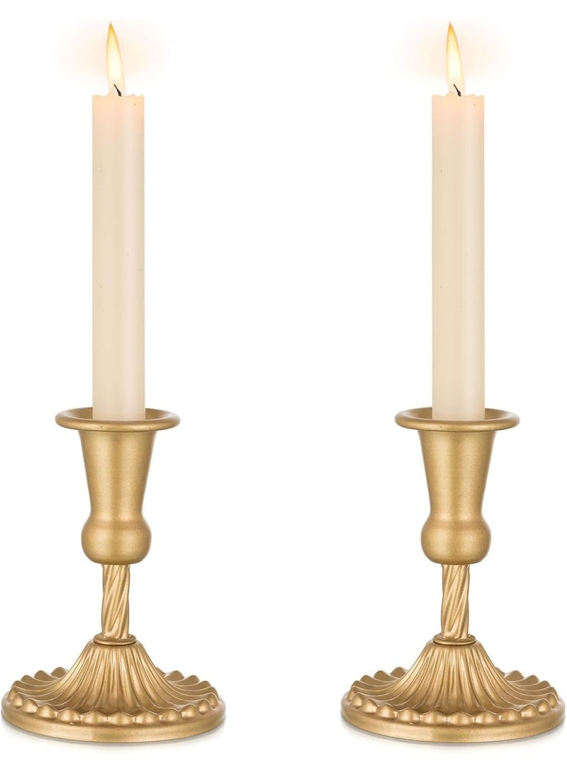 SOLARAE Gold Candle Holders Brass Candlestick Holders: 2 Pcs Taper Candle Holders, Candle Holders for Candlesticks Tapered Gold Candle Holders Wedding Party Chrismas Mantel Home Decor - Image 1