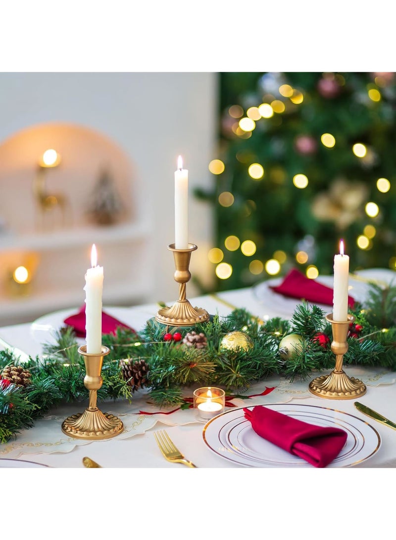 SOLARAE Gold Candle Holders Brass Candlestick Holders: 2 Pcs Taper Candle Holders, Candle Holders for Candlesticks Tapered Gold Candle Holders Wedding Party Chrismas Mantel Home Decor - Image 3