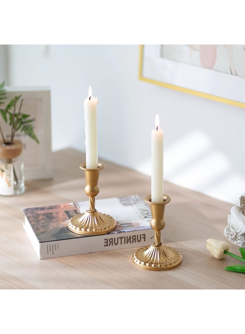 SOLARAE Gold Candle Holders Brass Candlestick Holders: 2 Pcs Taper Candle Holders, Candle Holders for Candlesticks Tapered Gold Candle Holders Wedding Party Chrismas Mantel Home Decor - Image 5