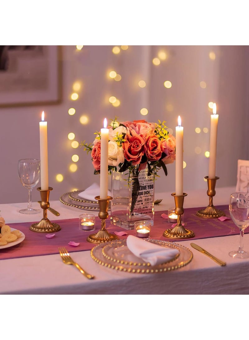 SOLARAE Gold Candle Holders Brass Candlestick Holders: 2 Pcs Taper Candle Holders, Candle Holders for Candlesticks Tapered Gold Candle Holders Wedding Party Chrismas Mantel Home Decor - Image 4