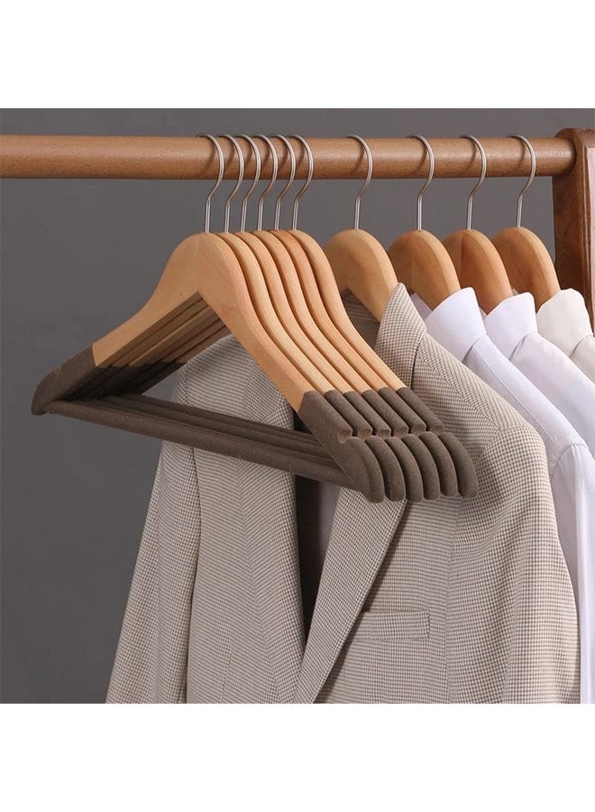 GREEYA Cloth Hanger - Greeya Wooden Cloth Hangers with Non-Slip Velvet Grip and 360 Degree Swivel Chrome Hook - Hangers for Wardrobe and Cupboard - Set of (30)  - Image 1