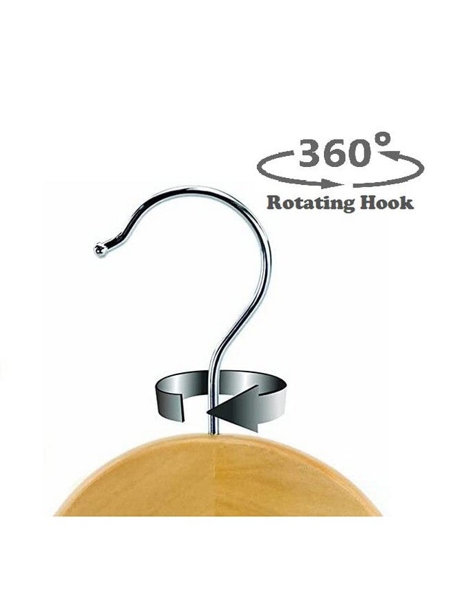 GREEYA Cloth Hanger - Greeya Wooden Cloth Hangers with Non-Slip Velvet Grip and 360 Degree Swivel Chrome Hook - Hangers for Wardrobe and Cupboard - Set of (30)  - Image 2