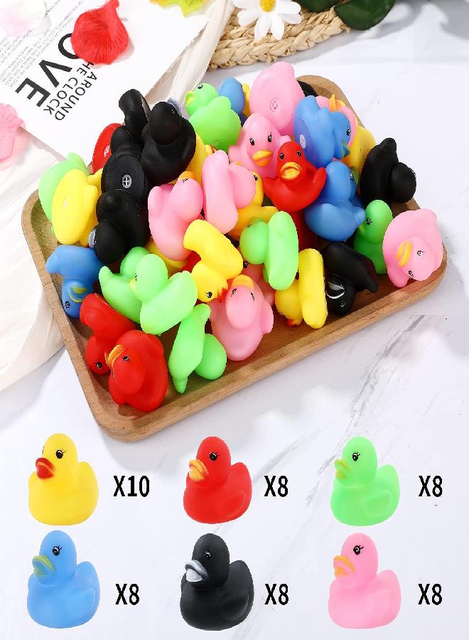 Rubber Duck Bath Toys 50PCS Mini Ducks Bulk for Kids Baby Shower Birthday Party Decorations Favors Gift Classroom Summer Beach Pool Activity Carnival Game, Six Colors