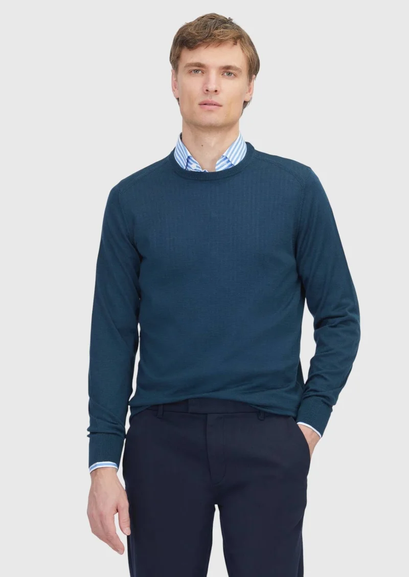 Ramsey Petrol Blue Knitwear Sweatshirt