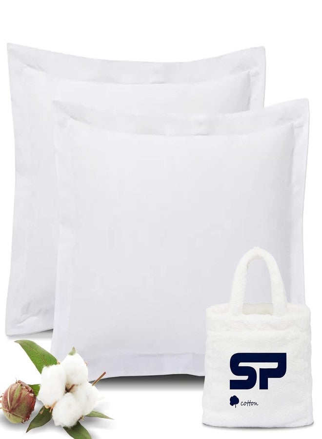 SP Cotton Euro Pillow Shams Set of 2 Pillowcase Euro Shams 26x26 inch White Solid Pillow Covers - Luxury 500 Thread Count European Pillow Shams 100% Egyptian Cotton Decorative Pillowcase Cover - Image 1