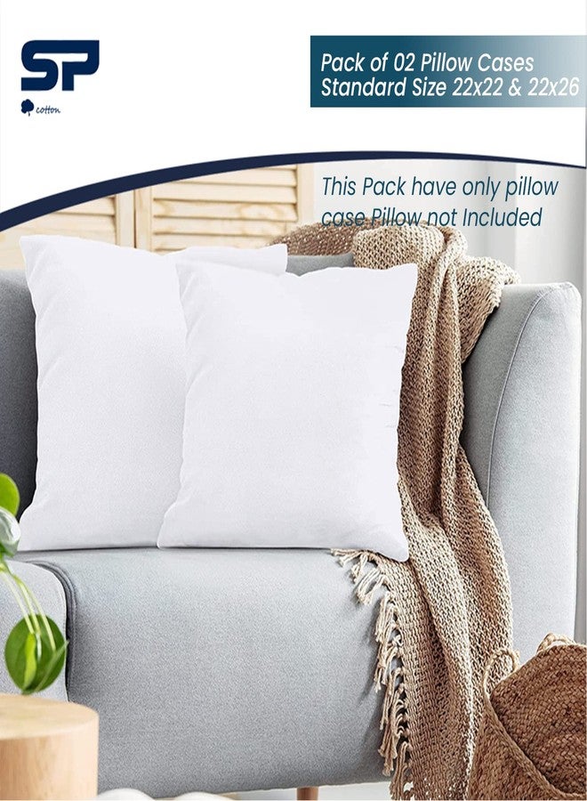 SP Cotton Euro Pillow Shams Set of 2 Pillowcase Euro Shams 26x26 inch White Solid Pillow Covers - Luxury 500 Thread Count European Pillow Shams 100% Egyptian Cotton Decorative Pillowcase Cover - Image 2