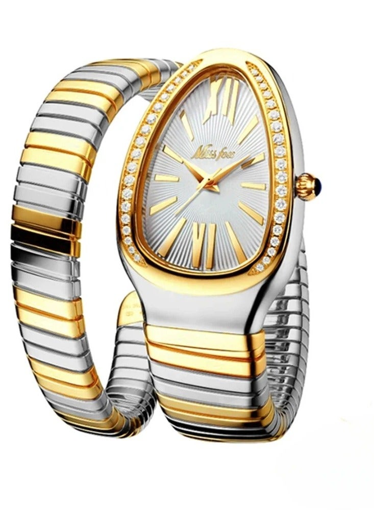MISS FOX Designer new models Women's snake watches Luxury diamond dial stainless steel quartz watches Fashion women's dress jewelry Diamond watches Gifts for women - Image 1