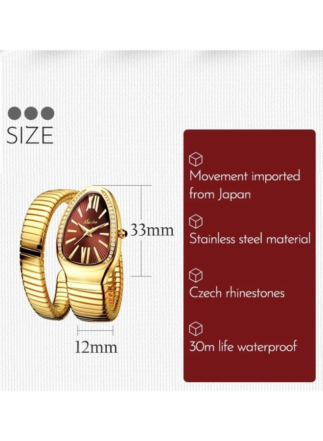 MISS FOX Designer new models Women's snake watches Luxury diamond dial stainless steel quartz watches Fashion women's dress jewelry Diamond watches Gifts for women - Image 2