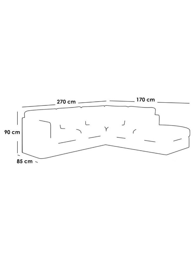 الهوم كنبة زاوية 5 مقاعد شكل حرفL بمقاس 266×266×60×54 سم - بيج - Image 2