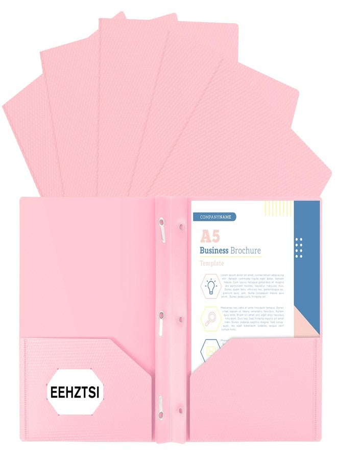EEHZTSI 6-Pack Plastic andPockets and Prongs,2-Pocket and3 Fasteners, Pastel Folders Holds US Letter Size Paper for School/Office/Home, Pink - Image 1
