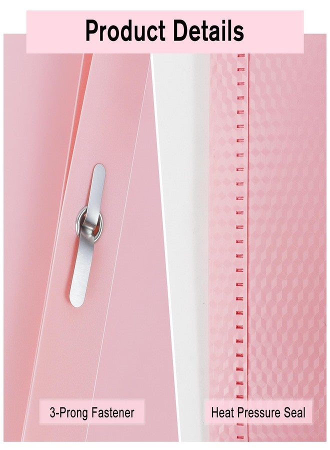 EEHZTSI 6-Pack Plastic andPockets and Prongs,2-Pocket and3 Fasteners, Pastel Folders Holds US Letter Size Paper for School/Office/Home, Pink - Image 3