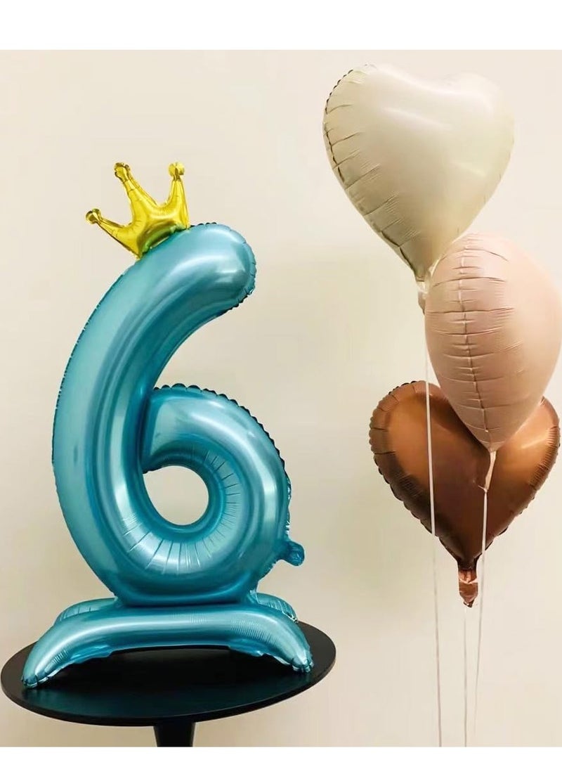 Home zone 32 Inch Crown Blue Digit Helium Foil Birthday Party Balloons Number 6 - Image 4