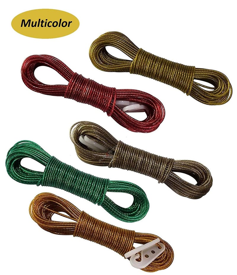 KitchenFest 20 Meter PVC Coated Steel AntiRust Washing Cothe Rope Wire with 2 Plastic Hooks Multicolor 1 Peice 1 - Image 2