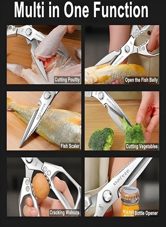Honsen Kitchen Scissors, All Purpose，Ultra Sharp Meat Scissors，Heavy Duty Silver Cooking Scissor，Dishwash Safe Stainless Steel Kitchen Shears for Food, Chicken Bones, Turkey - Image 5