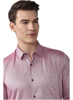 Peter England Peter England Men's Solid Regular Fit Shirt (PESFMNUBW35213_Purple 42)  - Image 4