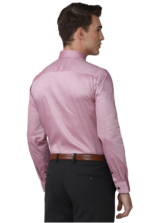 Peter England Peter England Men's Solid Regular Fit Shirt (PESFMNUBW35213_Purple 42)  - Image 3