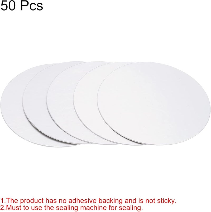 PATIKIL 55mm Aluminum Foil Cap Liner - 50 Pack Tamper Resistant Sealing Liners for PET Bottles and Jars - Image 3