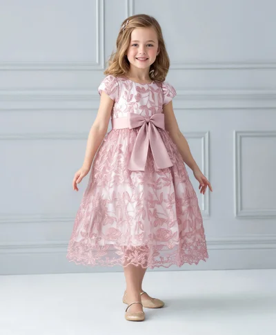 Mark & Mia dusty rose Mark & Mia Floral Embroidered Bow Embellished Dress -  Pink for Women | Best Price KSA