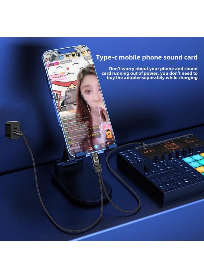 خط بطاقة الصوت Otg Live Broadcast Line مناسب للهاتف المحمول Apple Type-c، خط محول صوت واحد إلى اثنين لشحن اثنين في واحد، اللون: type-c إلى Ttype-c (واجهة بطاقة الصوت 1 M) + USB (منفذ الشحن 1.5 M) - Image 5